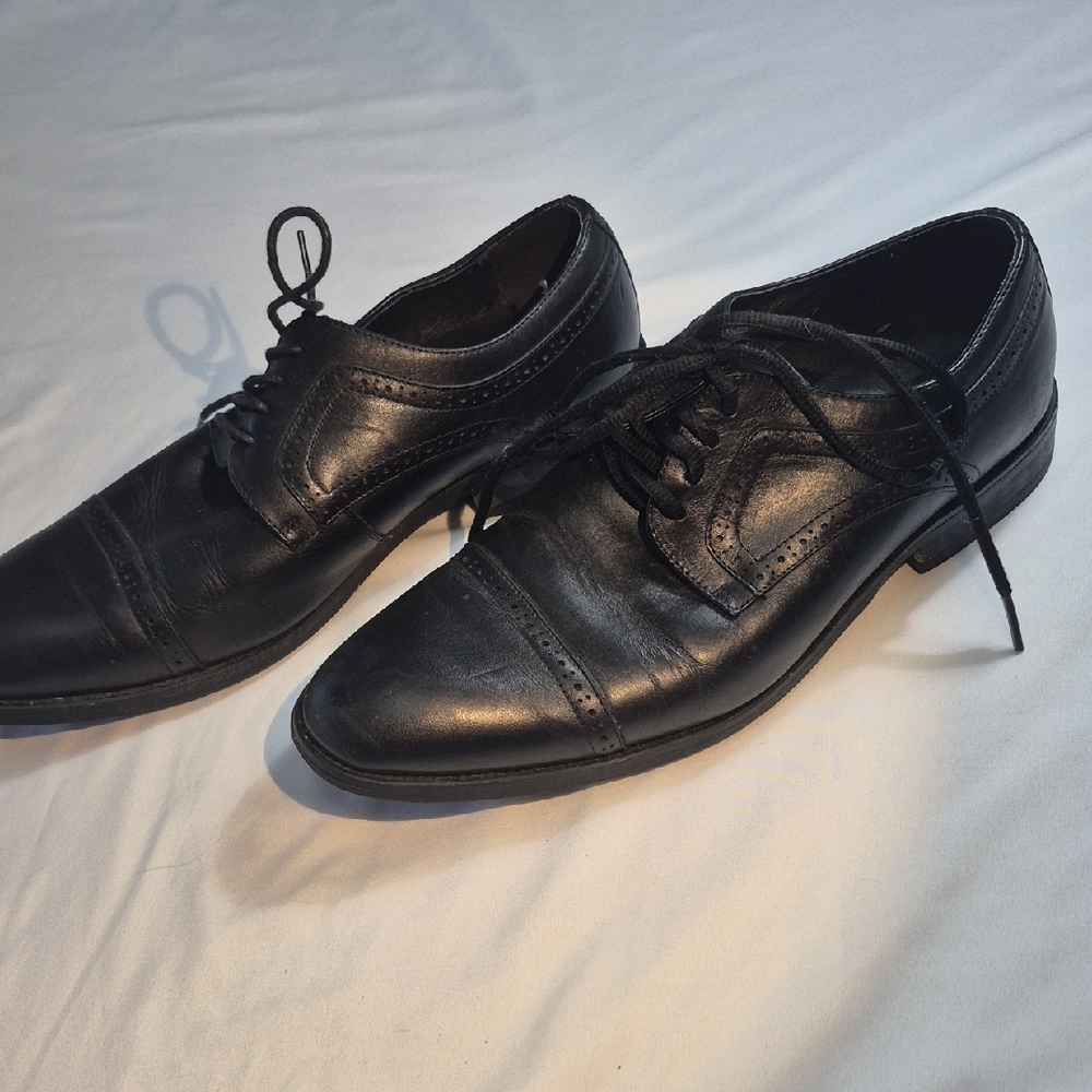 Bruno Marc Italian Made Elegant Black Leather Men's Oxfords. Size 9.5